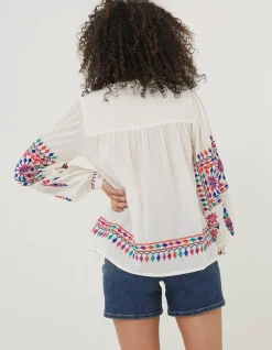 FatFace Ida Embroidered Blouse Ivory Discount