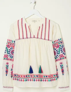 FatFace Ida Embroidered Blouse Ivory Discount