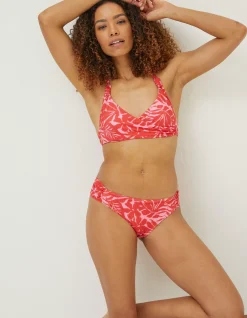 FatFace Ikat Leaves Bikini Bottoms Bright Pink Online