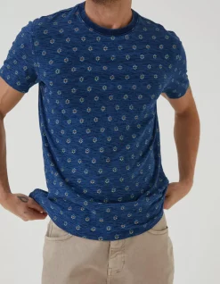 FatFace Indigo Geo Print T Shirt Blue New