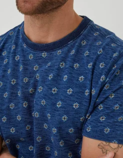 FatFace Indigo Geo Print T Shirt Blue New