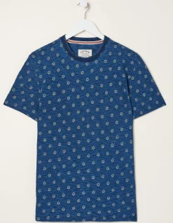 FatFace Indigo Geo Print T Shirt Blue New