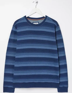 FatFace Indigo Stripe Crew Neck Sweatshirt Indigo Blue Online