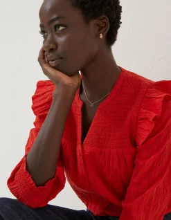 FatFace Jay Frill Blouse Bright Red Best