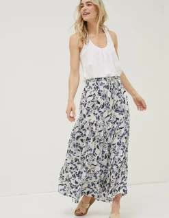 FatFace Jayla Batik Flower Maxi Skirt Ivory