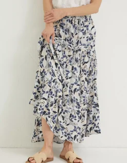 FatFace Jayla Batik Flower Maxi Skirt Ivory