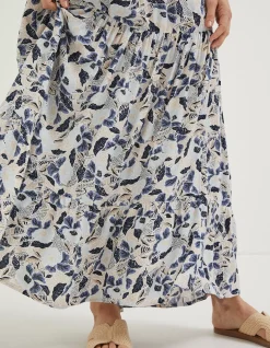 FatFace Jayla Batik Flower Maxi Skirt Ivory