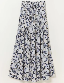 FatFace Jayla Batik Flower Maxi Skirt Ivory