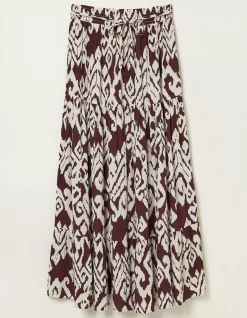 FatFace Jayla Bold Ikat Maxi Skirt Dark Brown Clearance