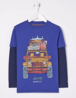 FatFace Jeep Graphic T-Shirt Cobalt Blue Discount
