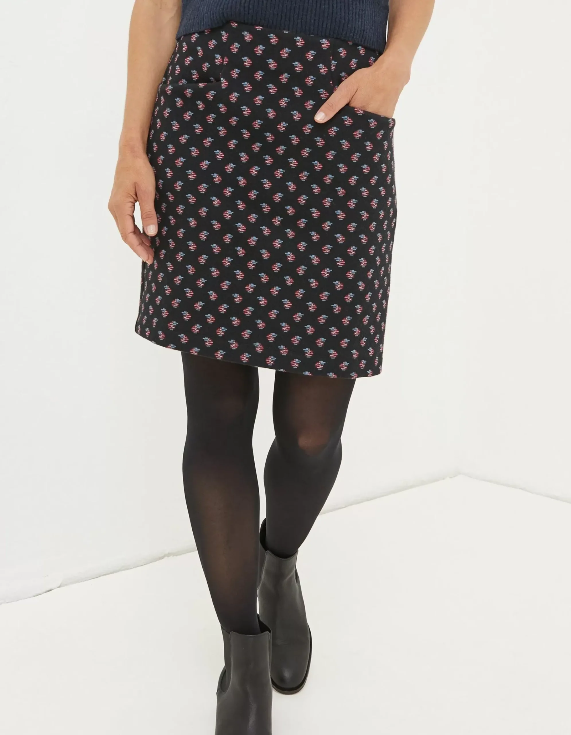 FatFace Jennie Floral Geo Jersey Skirt Black Online