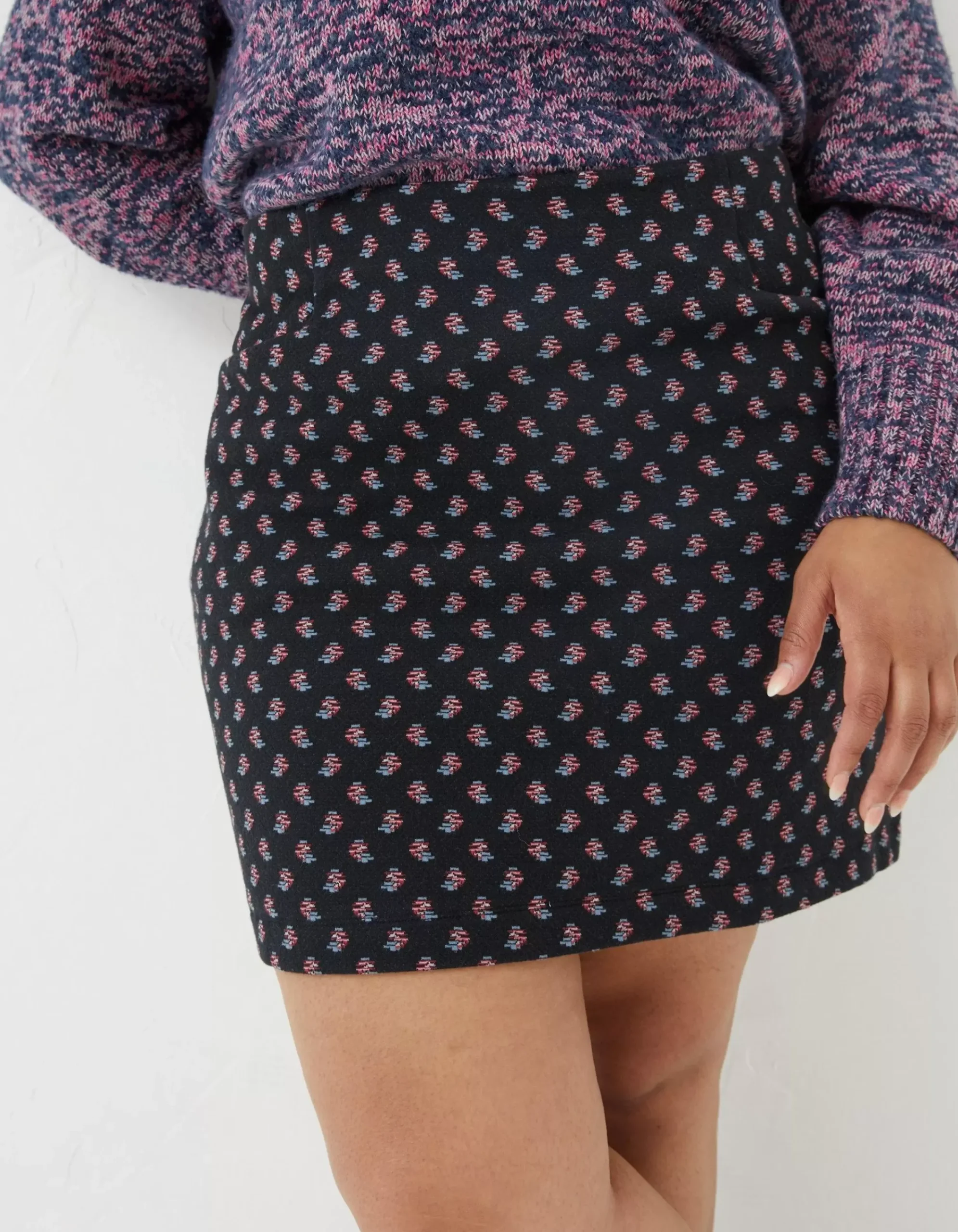 FatFace Jennie Floral Geo Jersey Skirt Black Online