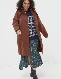 FatFace Juno Waterproof Long Coat Brown Sale