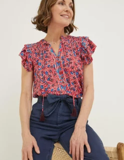FatFace Kai Meadow Blouse Tomato Red Discount