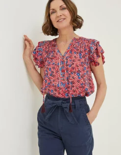 FatFace Kai Meadow Blouse Tomato Red Discount