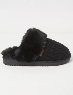 FatFace Kaia Knitted Mule Slippers Black Discount