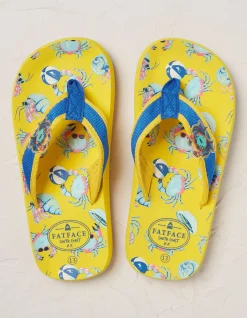 FatFace Kids Crab Flip Flops Yellow Sale