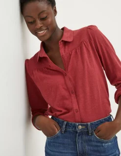 FatFace Kim Jersey Shirt Raspberry Red