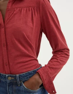 FatFace Kim Jersey Shirt Raspberry Red