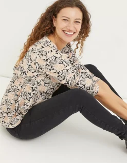 FatFace Kinsey Damask Floral Blouse Black Hot