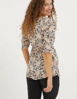 FatFace Kinsey Damask Floral Blouse Black Hot