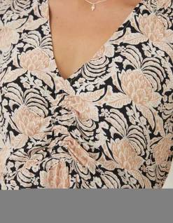 FatFace Kinsey Damask Floral Blouse Black Hot