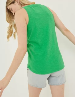 FatFace Kirsty Organic Cotton Vest Bright Green Best
