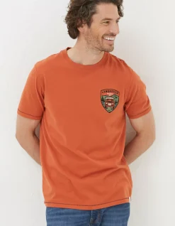 FatFace Land Rover Badge T-Shirt Dark Orange Sale