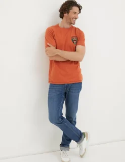 FatFace Land Rover Badge T-Shirt Dark Orange Sale