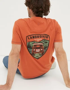 FatFace Land Rover Badge T-Shirt Dark Orange Sale