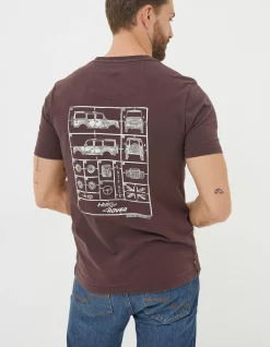 FatFace Land Rover Deconstructed T-Shirt Plum Best