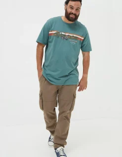 FatFace Land Rover Embroidered T-Shirt Dark Teal Discount