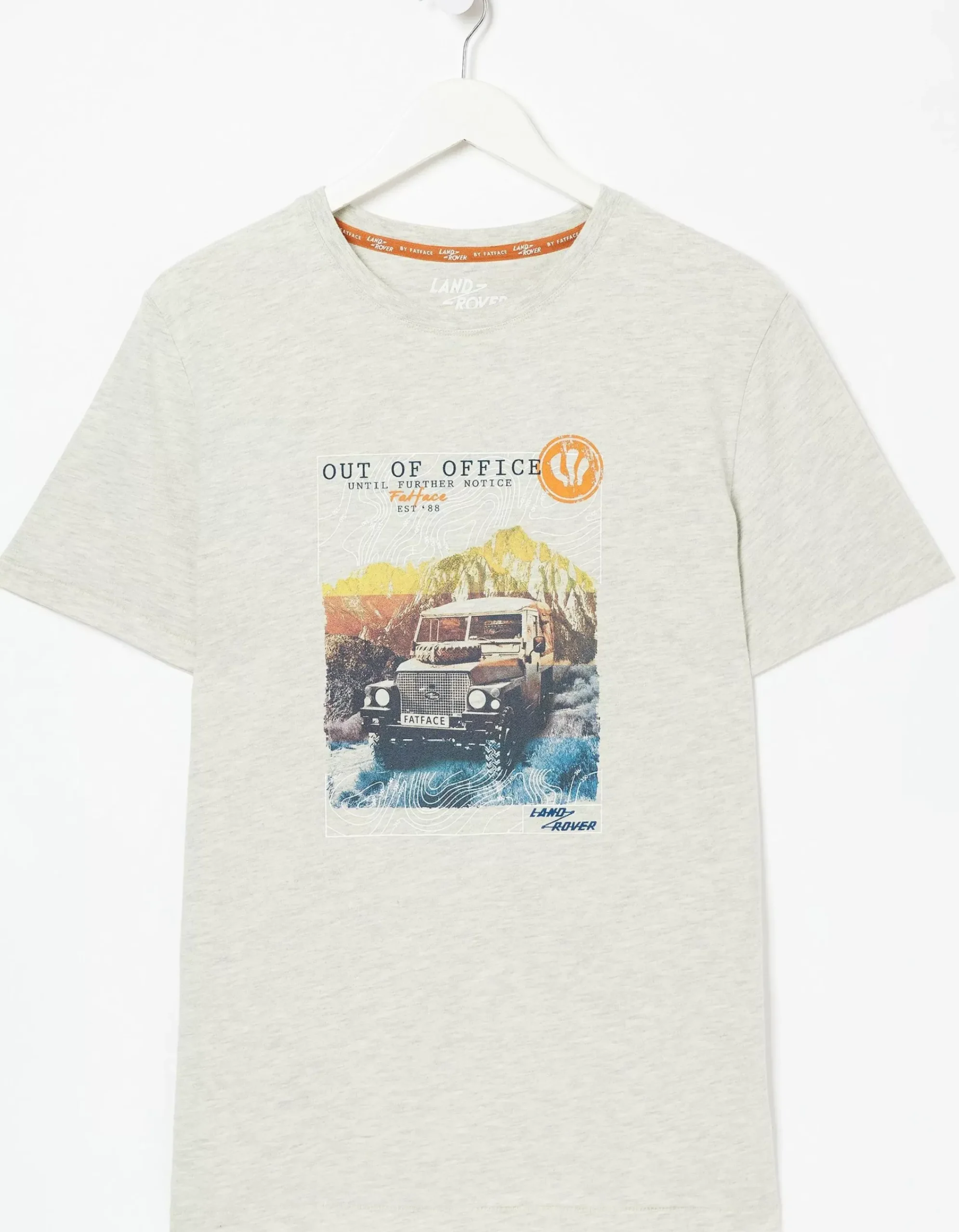 FatFace Land Rover Out Of Office T-Shirt Winter Wht Clearance