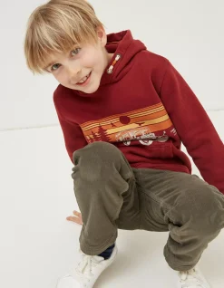 FatFace Land Rover Popover Hoodie Claret Red Online