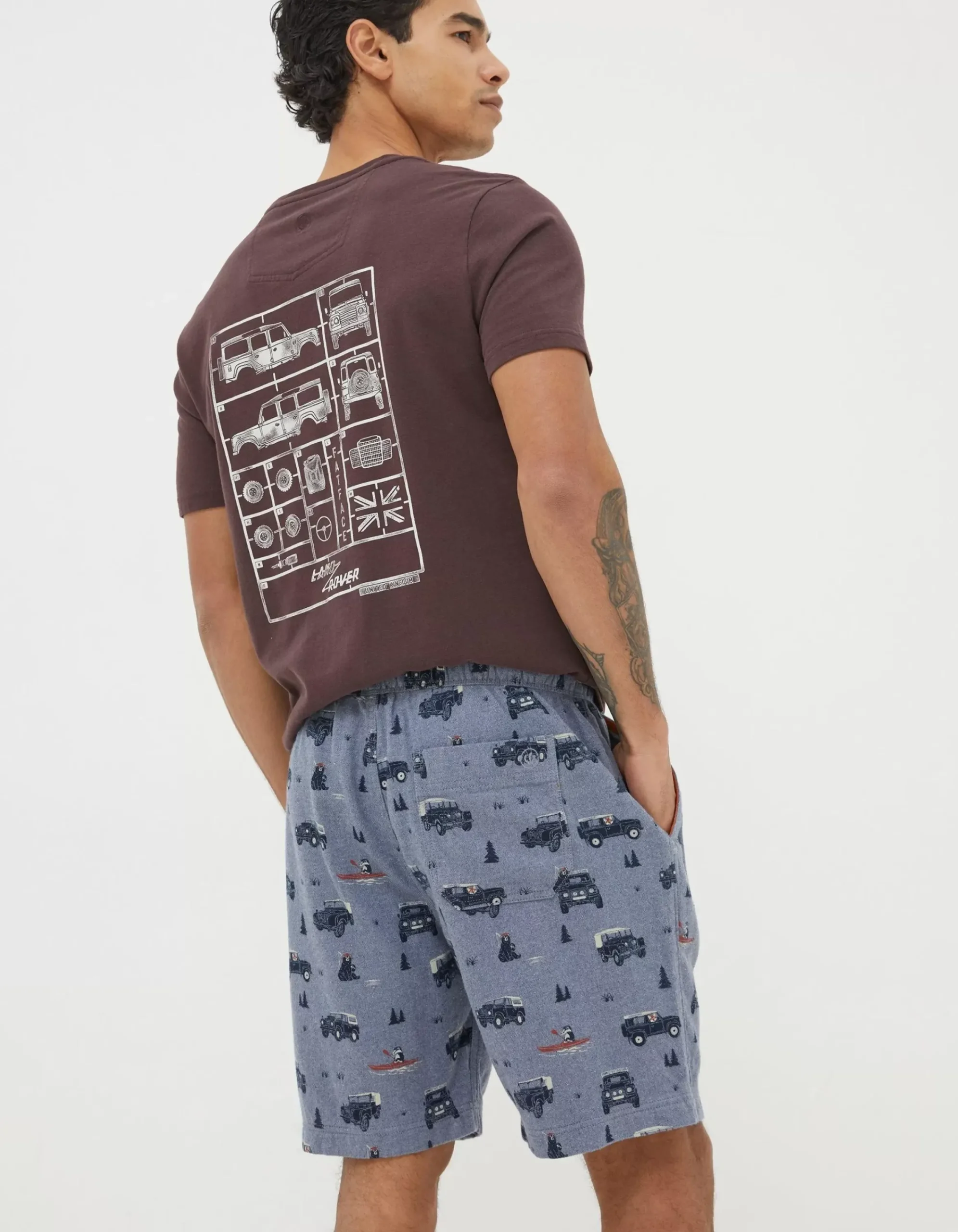 FatFace Land Rover Pyjama Shorts Chambray Blue Outlet