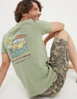 FatFace Land Rover Surf Trip T-Shirt Light Green New