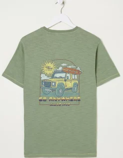 FatFace Land Rover Surf Trip T-Shirt Light Green New