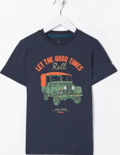 FatFace Land Rover Times Jersey T-Shirt Navy Outlet