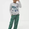 FatFace Land Rover Woven Pyjama Set Green Outlet