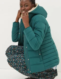 FatFace Lara Puffer Coat Dark Teal Discount