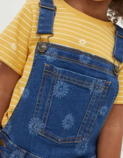 FatFace Laser Print Denim Pinafore Dress Denim Blue Online