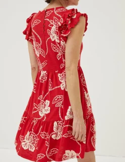 FatFace Laurie Batik Jersey Dress Tomato Red Hot