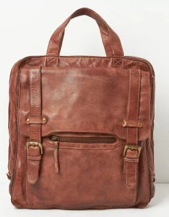 FatFace Leather Rucksack Chestnut Hot