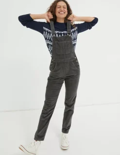 FatFace Lewes Cord Dungaree Charcoal Grey Hot