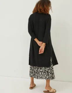 FatFace Lindsay Cotton Linen Longline Cardigan Black New