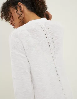 FatFace Lindsay Cotton Linen Longline Cardigan White New