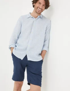 FatFace Linen Flat Front Shorts Navy Discount