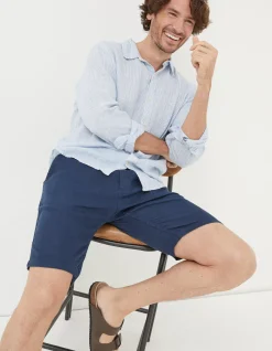 FatFace Linen Flat Front Shorts Navy Discount