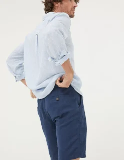 FatFace Linen Flat Front Shorts Navy Discount