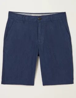 FatFace Linen Flat Front Shorts Navy Discount